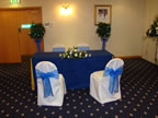 Ivory Chair Cover Blue Organza Sash